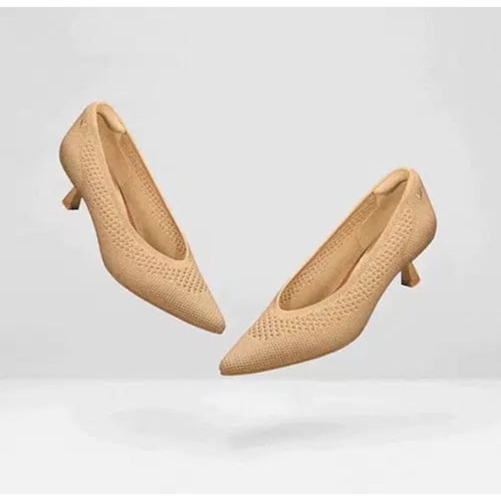 VIVAIA Stella 3.0 Nude Peach Pointelle Pointed Toe Kitten Heels EU 39 US 8 NEW
